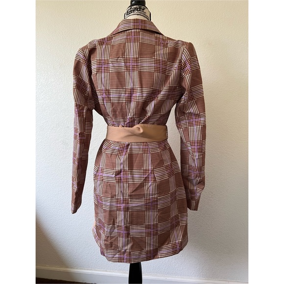 Brown Checked Contrast Blazer Dress - Picture 3 of 3